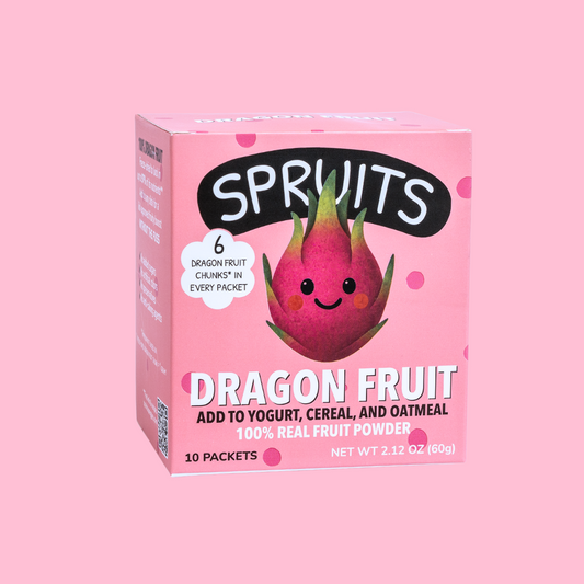 Box of Sprouts Dragon Fruit on a pink background
